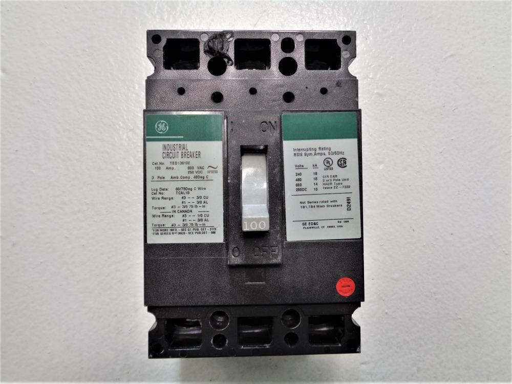 GE Industrial 100 Amp Circuit Breaker TED136100